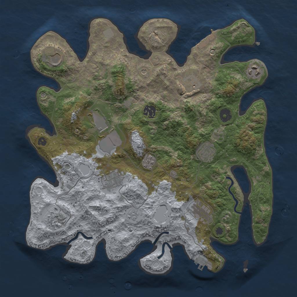 Rust Map: Procedural Map, Size: 3500, Seed: 30739518, 19 Monuments