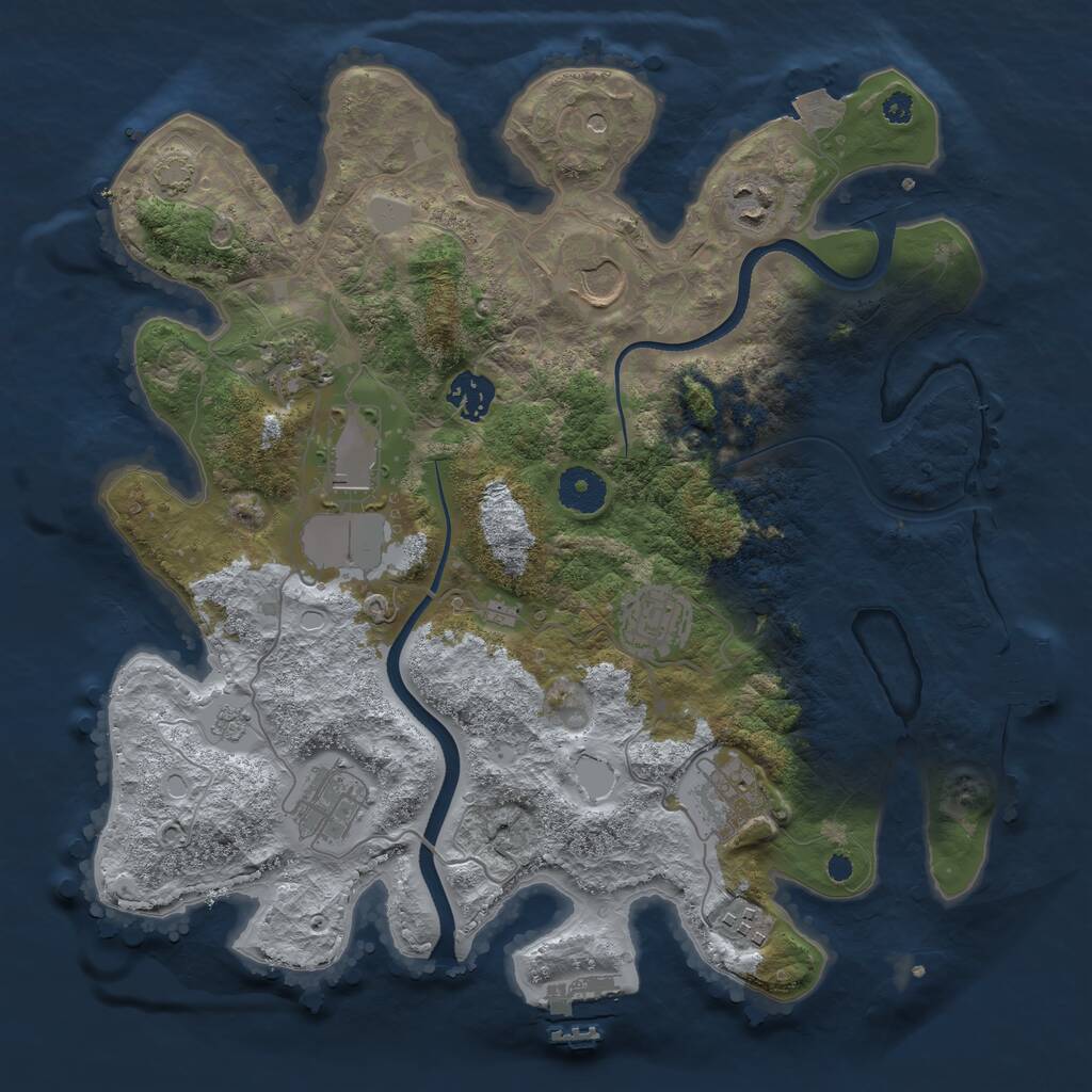 Rust Map: Procedural Map, Size: 3500, Seed: 30739518, 15 Monuments