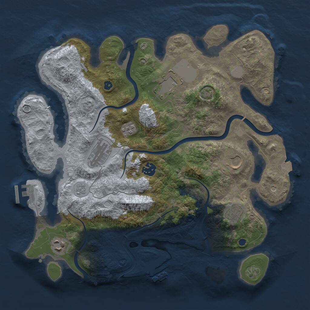 Rust Map: Procedural Map, Size: 3500, Seed: 1521990509, 13 Monuments