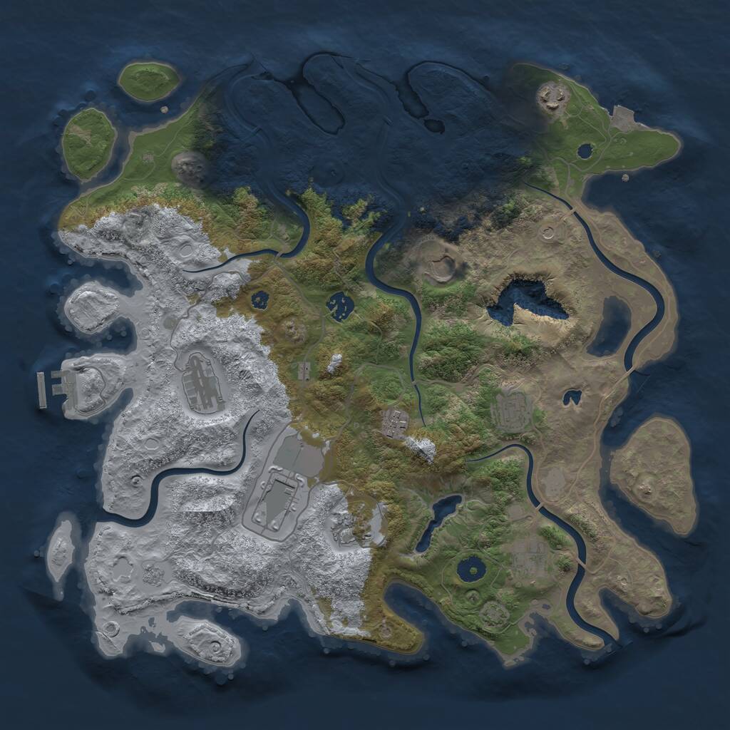 Rust Map: Procedural Map, Size: 4050, Seed: 8331348, 14 Monuments
