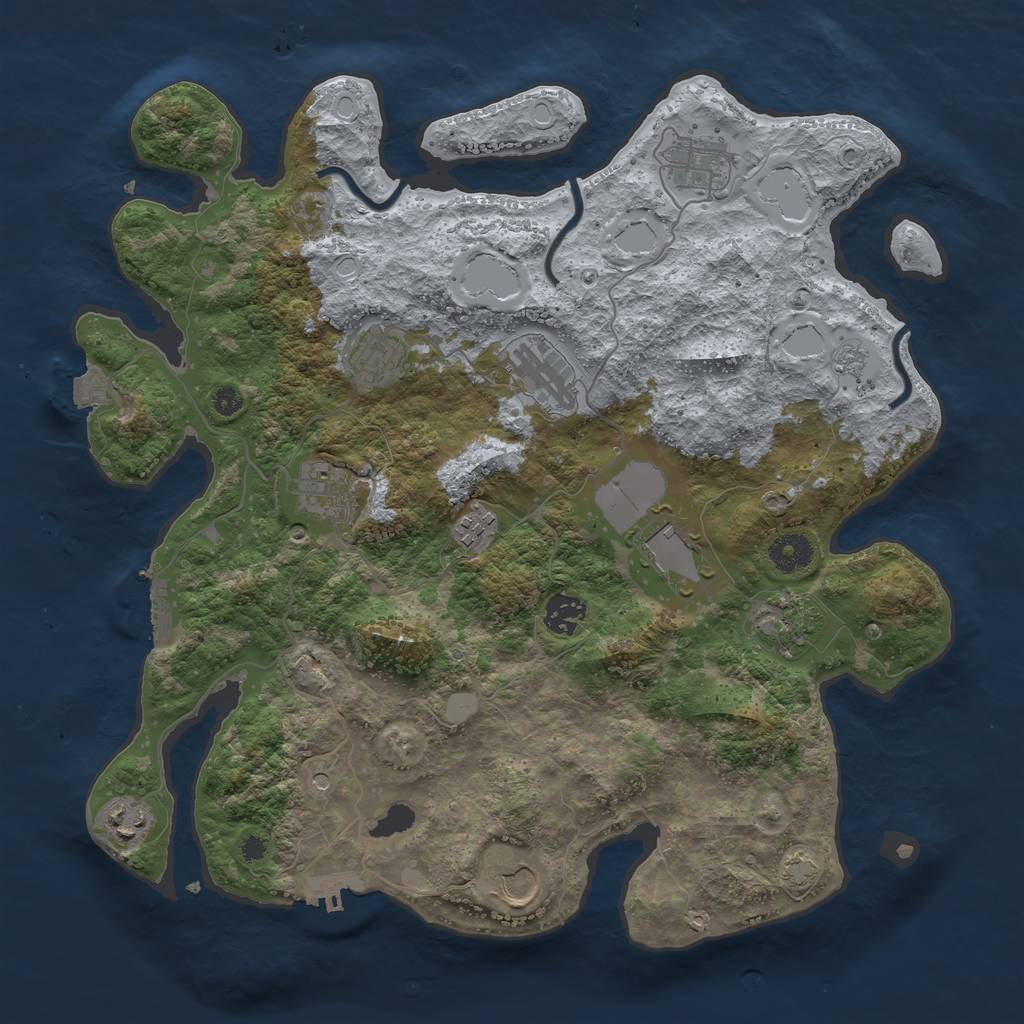 Rust Map: Procedural Map, Size: 3750, Seed: 190407026, 18 Monuments