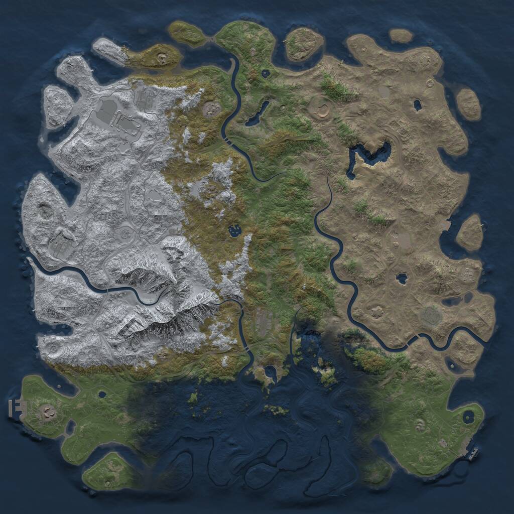 Rust Map: Procedural Map, Size: 6000, Seed: 625108858, 17 Monuments
