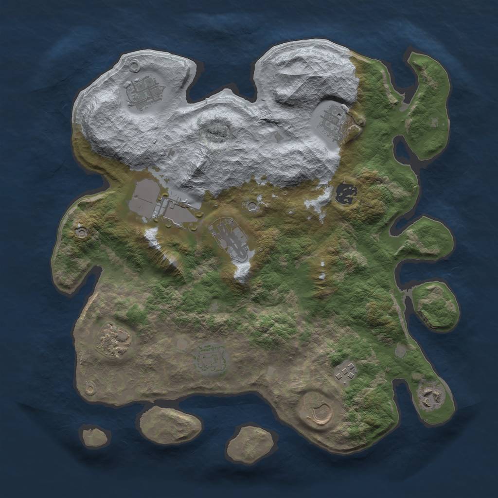 Rust Map: Barren, Size: 3500, Seed: 1721624619, 13 Monuments