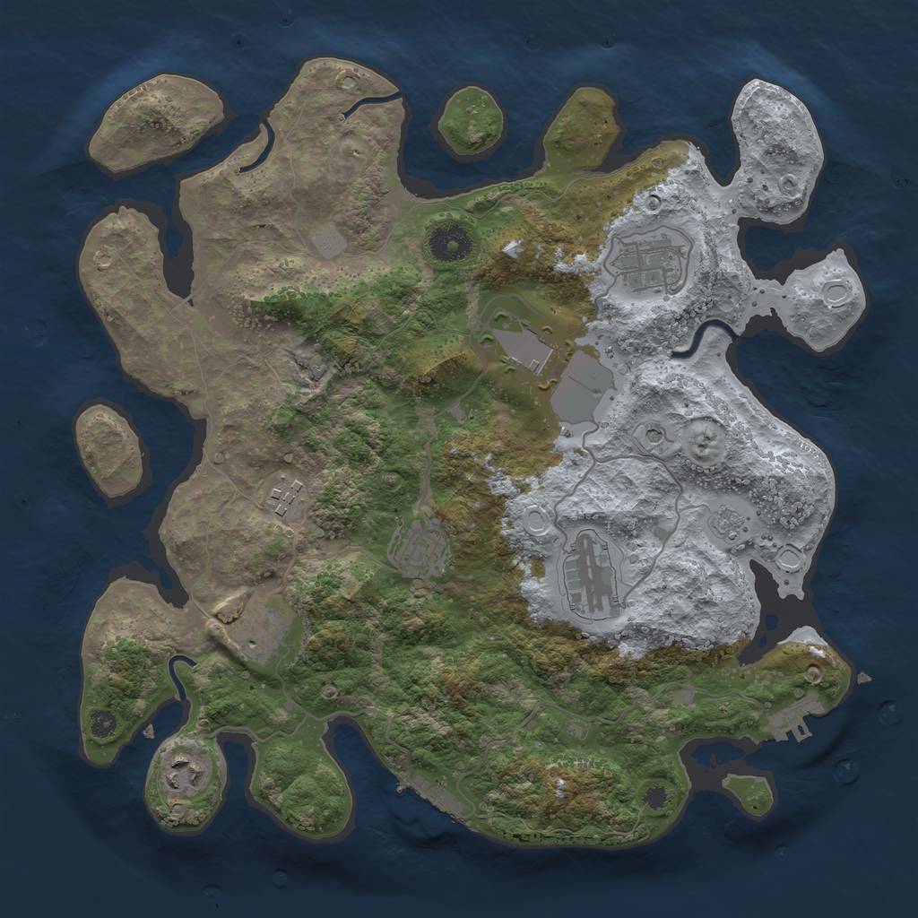 Rust Map: Procedural Map, Size: 3500, Seed: 115161376, 14 Monuments