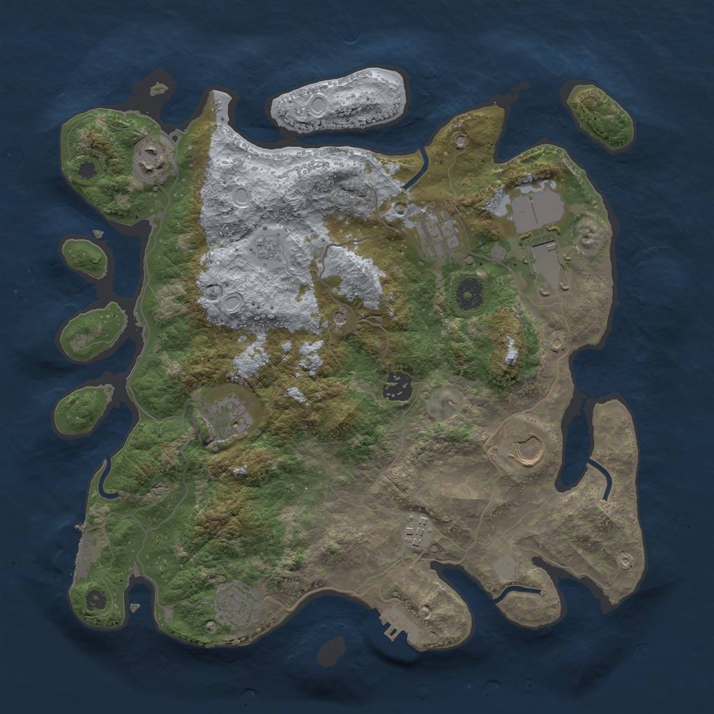 Rust Map: Procedural Map, Size: 3550, Seed: 521094, 17 Monuments
