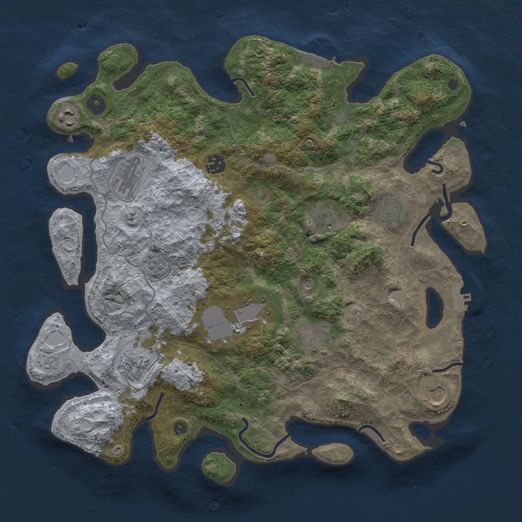Rust Map: Procedural Map, Size: 4000, Seed: 681974827, 17 Monuments