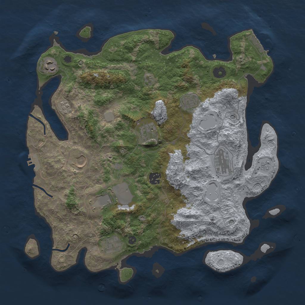 Rust Map: Procedural Map, Size: 3700, Seed: 680158889, 18 Monuments