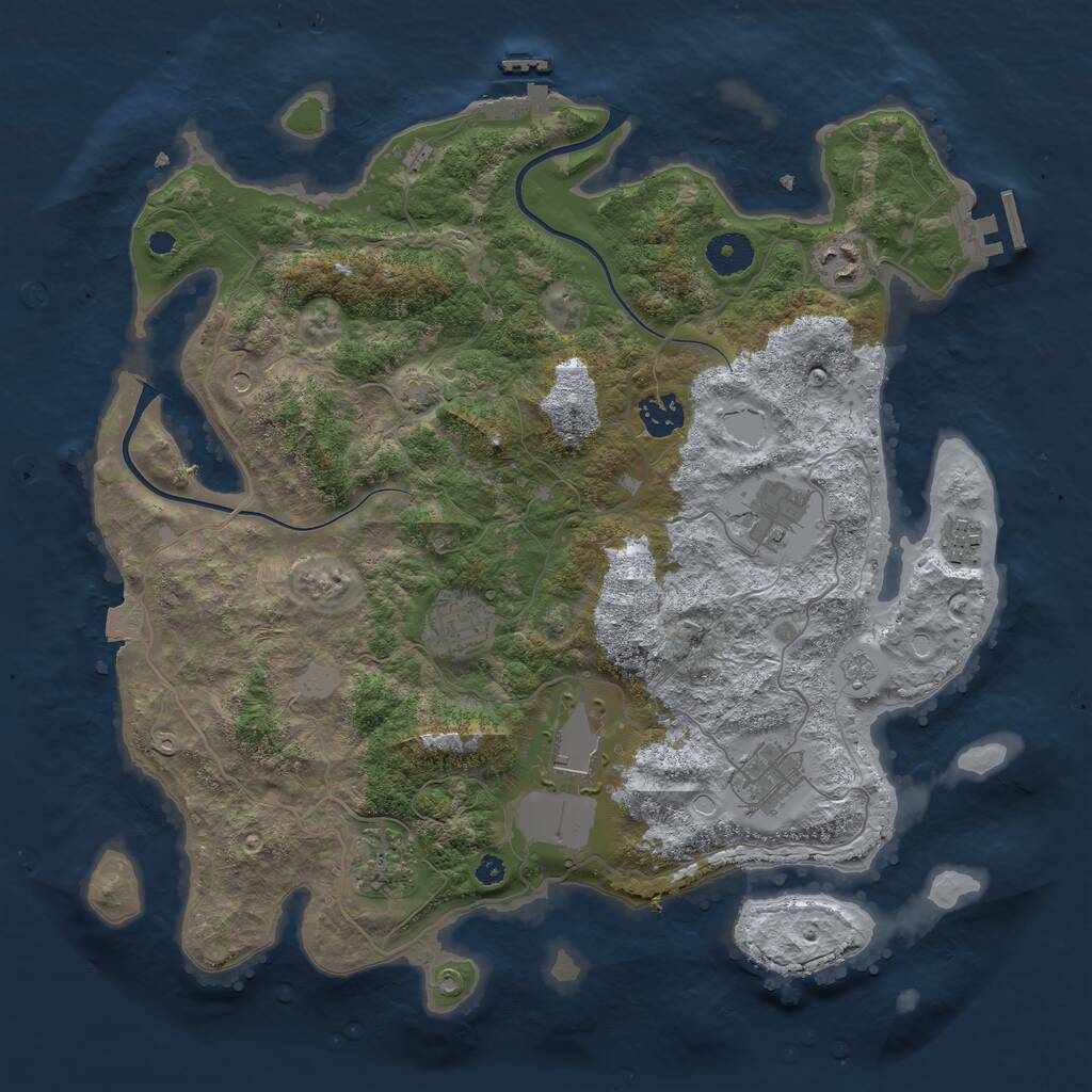 Rust Map: Procedural Map, Size: 3700, Seed: 680158889, 14 Monuments