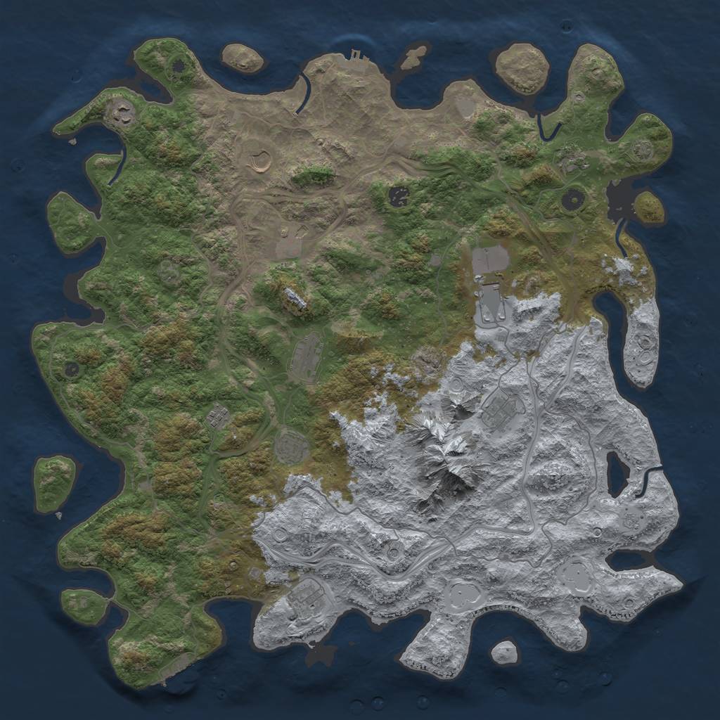 Rust Map: Procedural Map, Size: 5000, Seed: 2064795468, 19 Monuments
