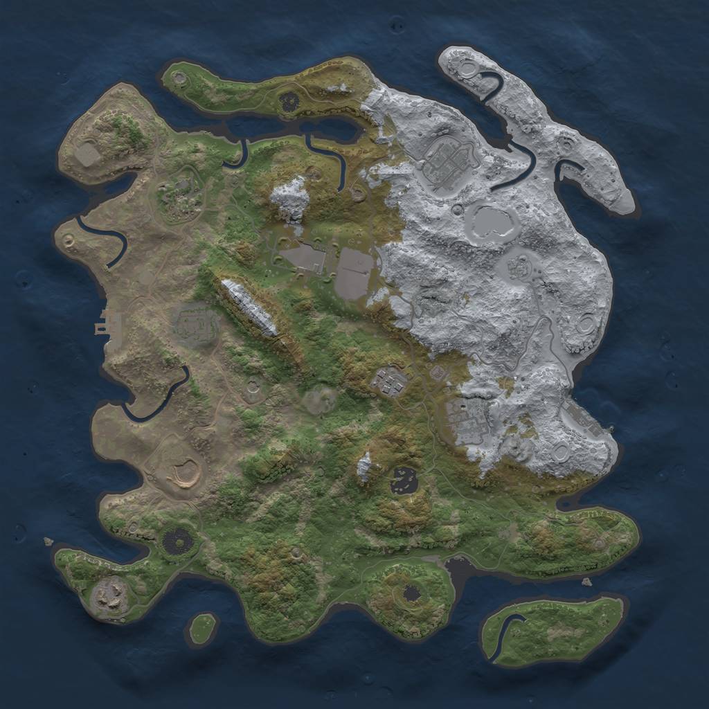Rust Map: Procedural Map, Size: 3700, Seed: 493095729, 16 Monuments