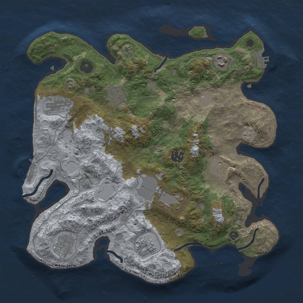 Rust Map: Procedural Map, Size: 3500, Seed: 6259638, 16 Monuments