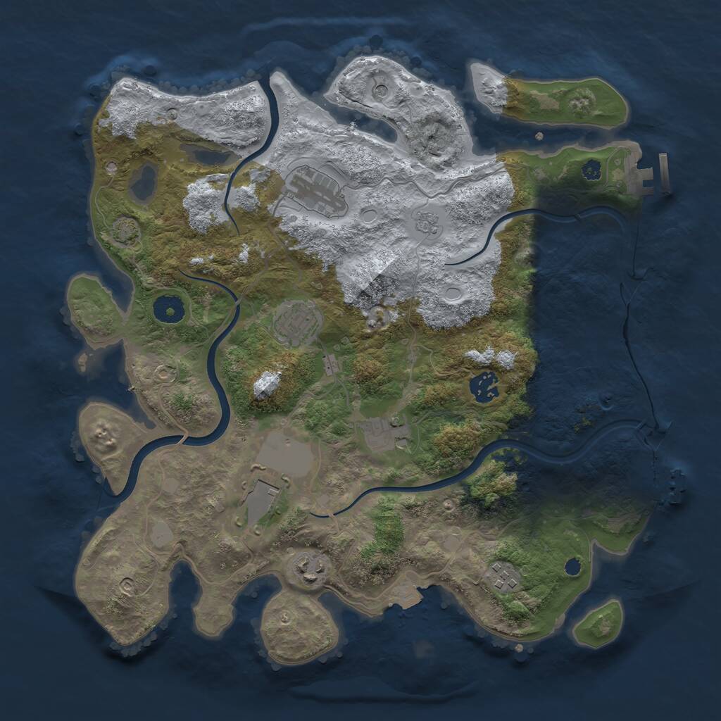 Rust Map: Procedural Map, Size: 3600, Seed: 1595052012, 13 Monuments
