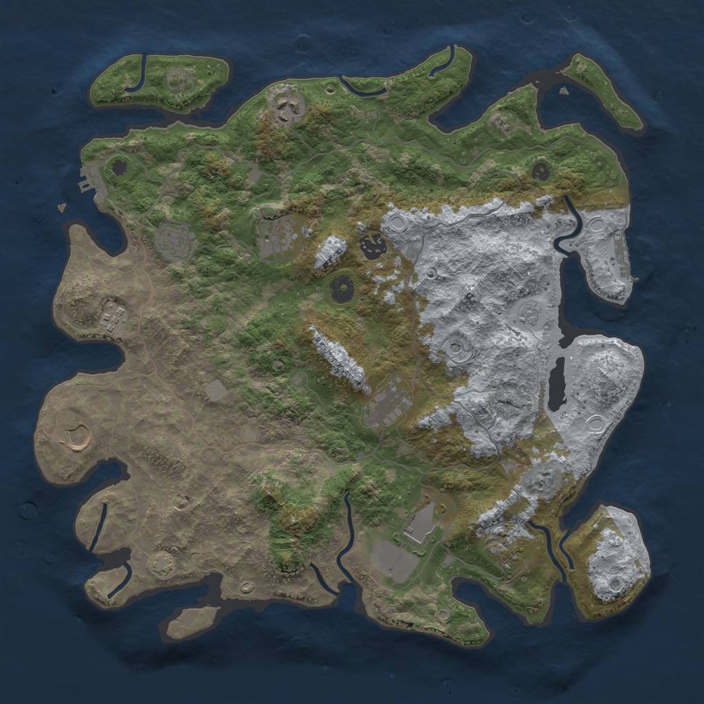 Rust Map: Procedural Map, Size: 4000, Seed: 7878, 17 Monuments