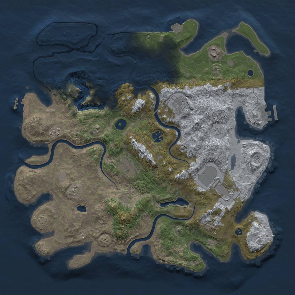 Rust Map: Procedural Map, Size: 4000, Seed: 7878, 13 Monuments