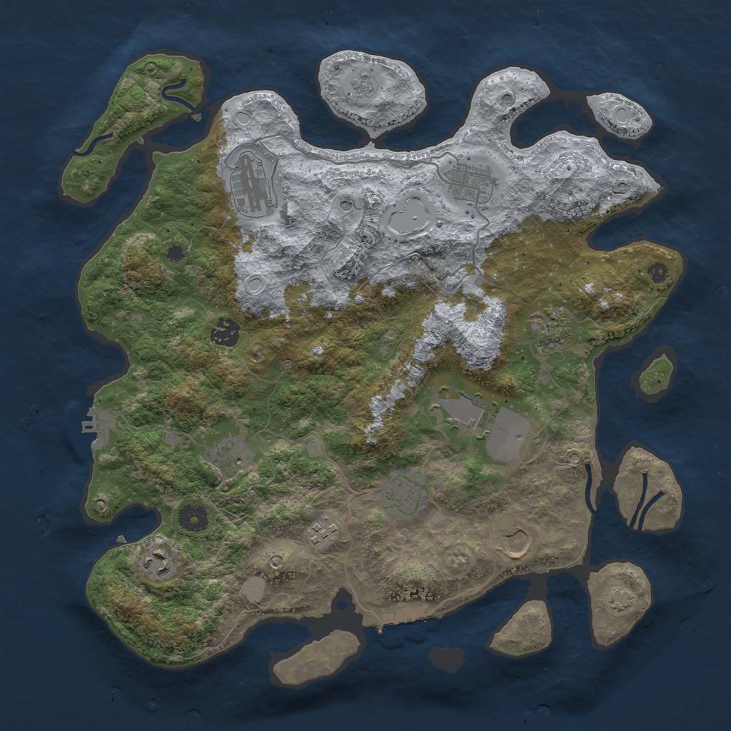 Rust Map: Procedural Map, Size: 3800, Seed: 1914627, 18 Monuments