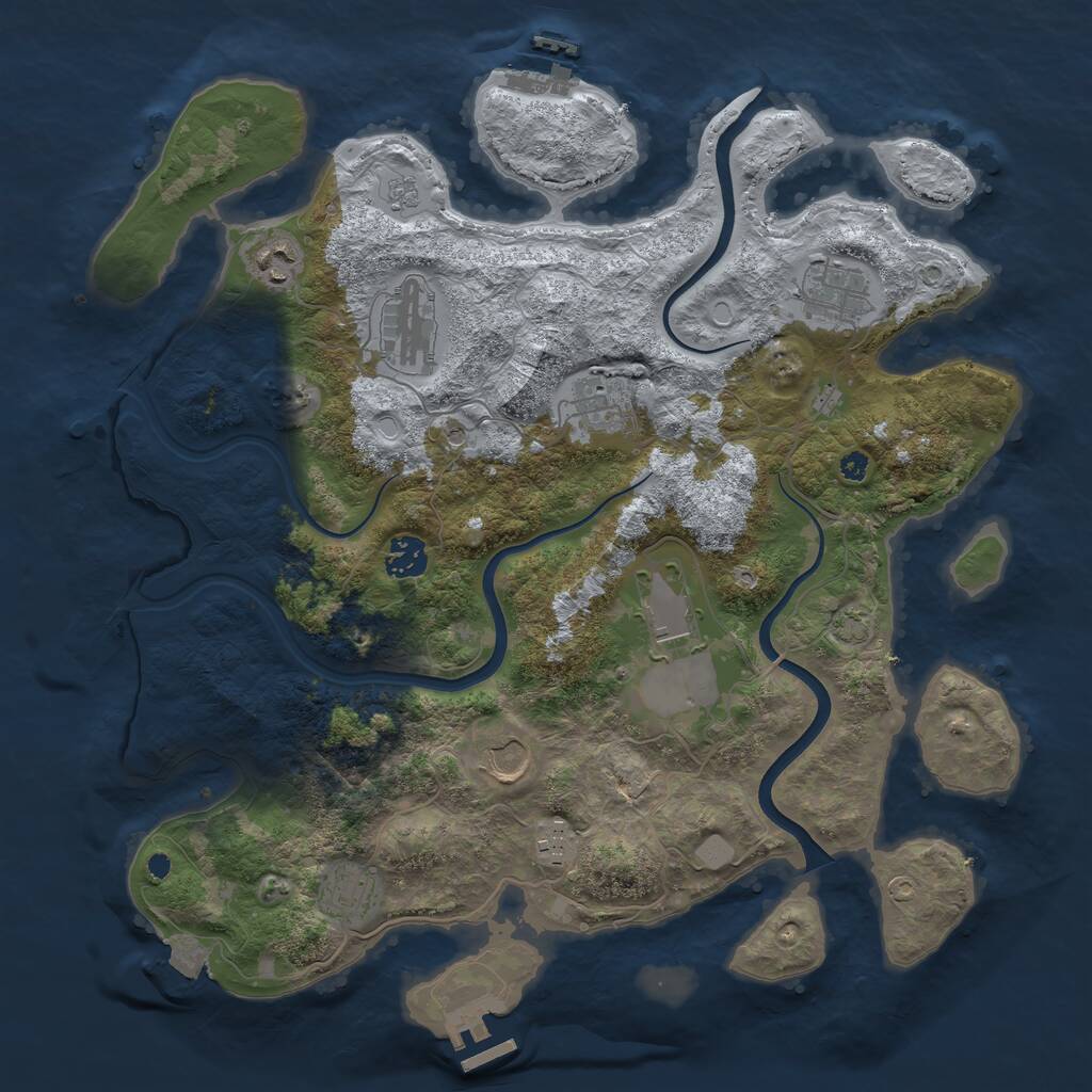 Rust Map: Procedural Map, Size: 3800, Seed: 1914627, 15 Monuments