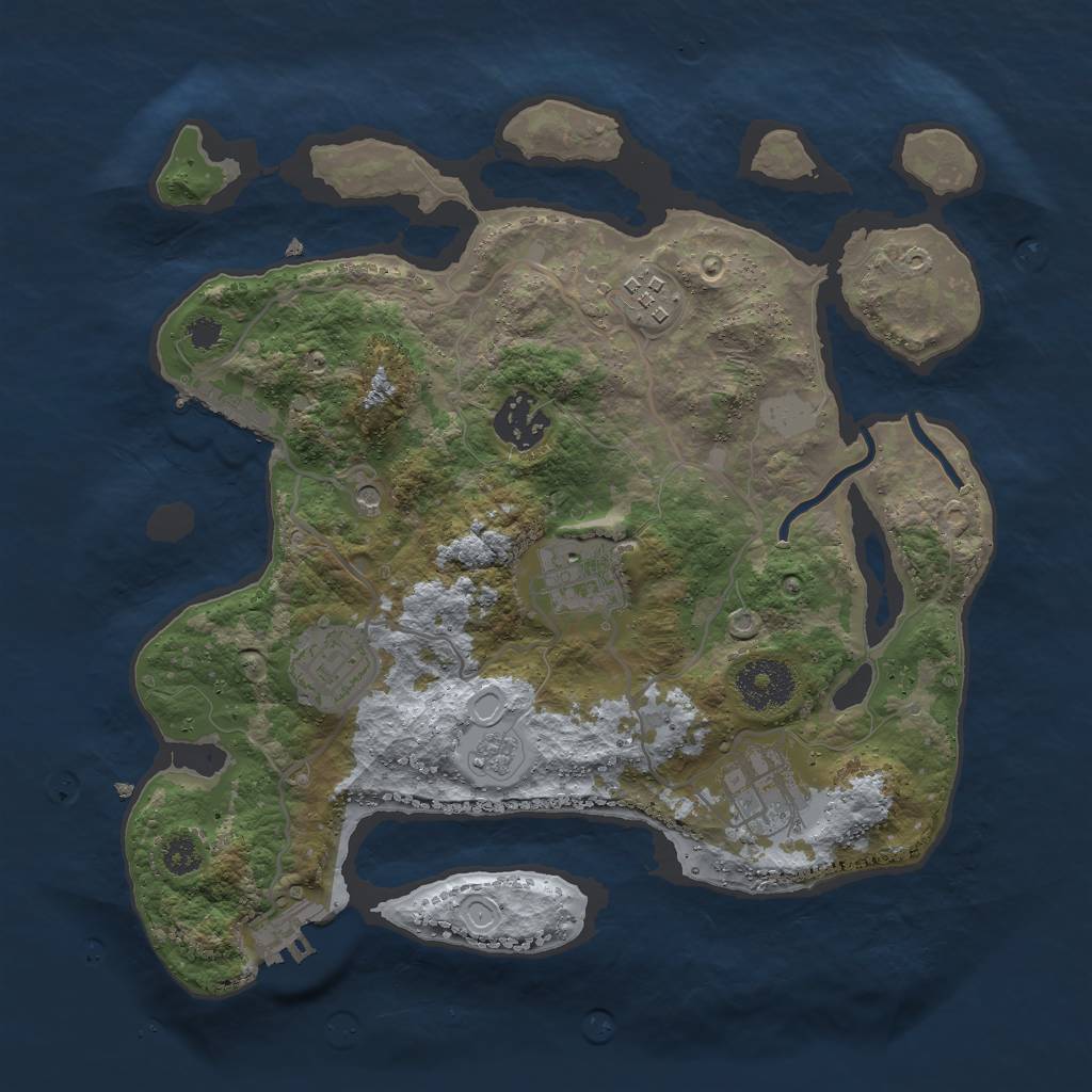 Rust Map: Procedural Map, Size: 3000, Seed: 978016597, 12 Monuments