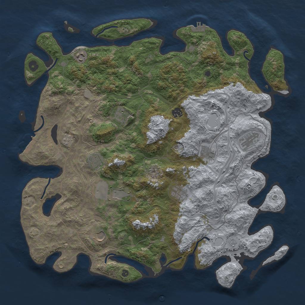 Rust Map: Procedural Map, Size: 4500, Seed: 1217158813, 18 Monuments