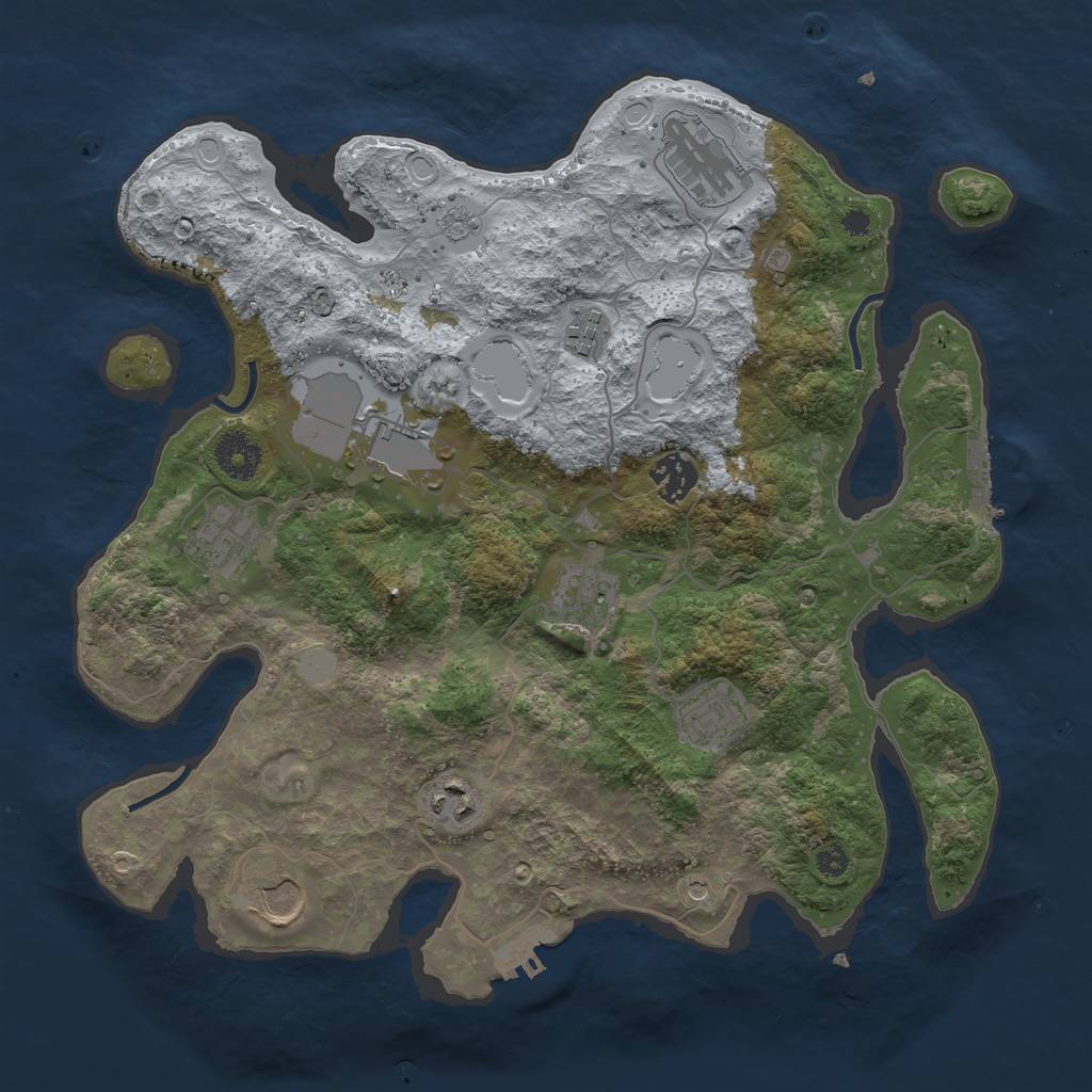 Rust Map: Procedural Map, Size: 3500, Seed: 29264486, 16 Monuments