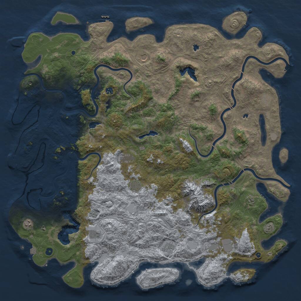 Rust Map: Procedural Map, Size: 6000, Seed: 564331, 17 Monuments