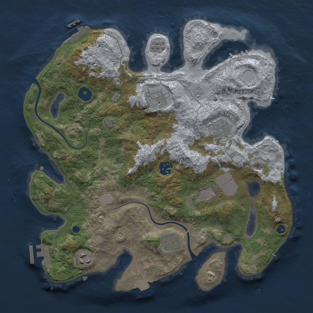 Rust Map: Procedural Map, Size: 3500, Seed: 96732280, 13 Monuments