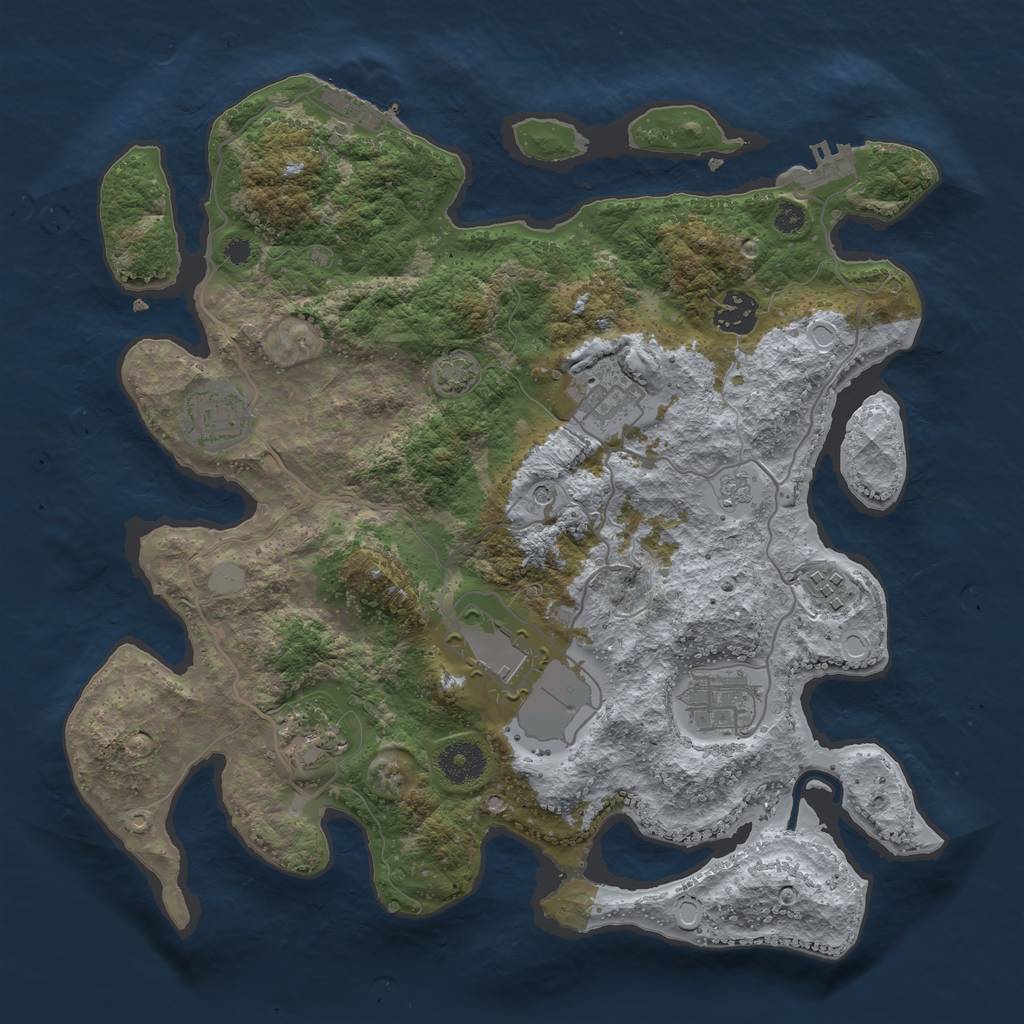 Rust Map: Procedural Map, Size: 3500, Seed: 54692931, 15 Monuments