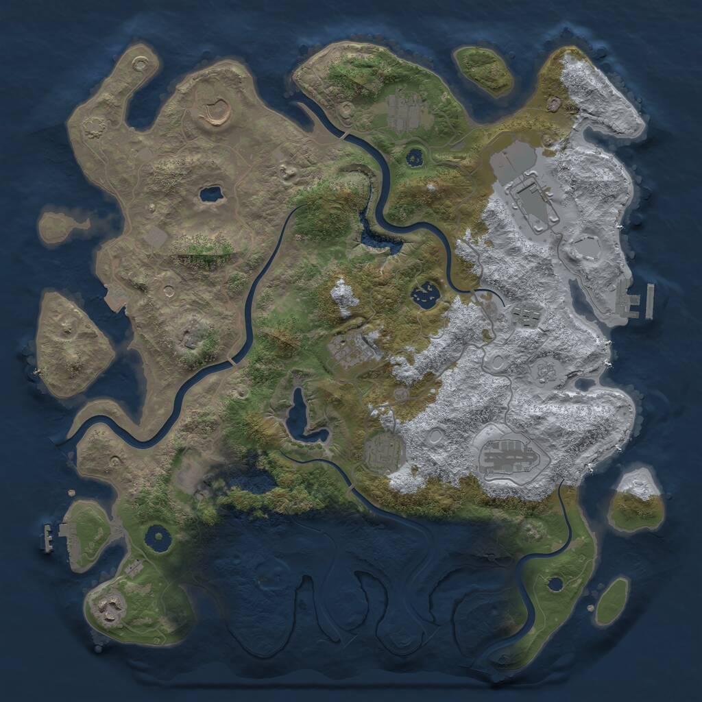Rust Map: Procedural Map, Size: 4000, Seed: 16605, 16 Monuments