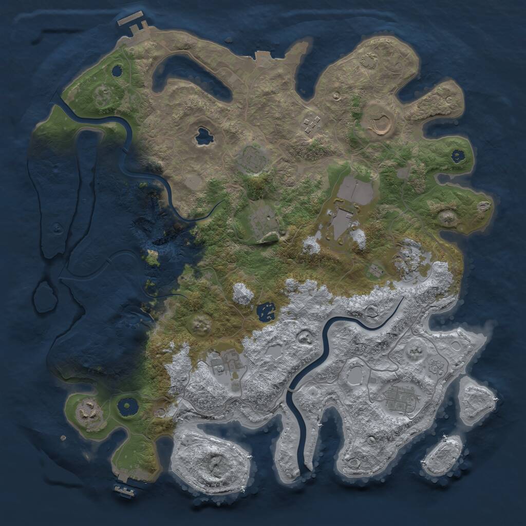 Rust Map: Procedural Map, Size: 4000, Seed: 246033, 16 Monuments