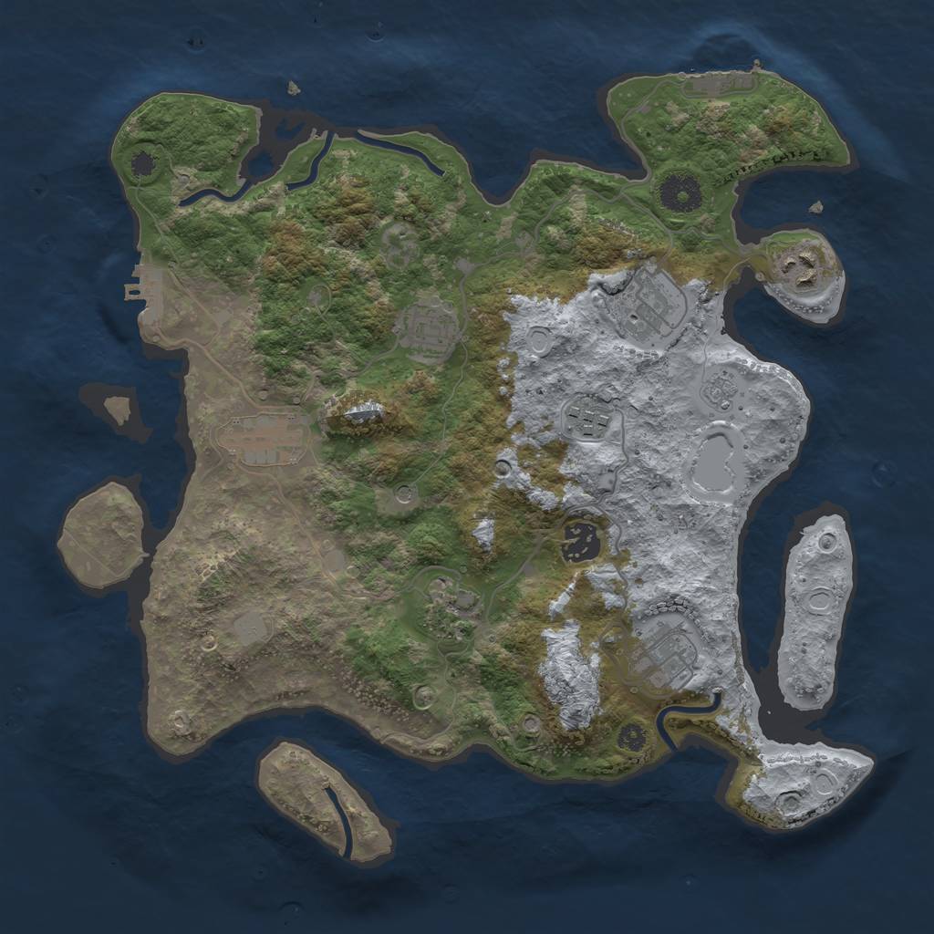 Rust Map: Procedural Map, Size: 3450, Seed: 899767438, 15 Monuments