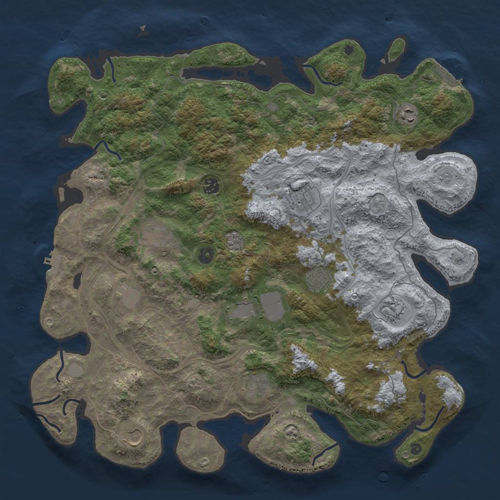 Rust Map: Procedural Map, Size: 4500, Seed: 20208686, 18 Monuments