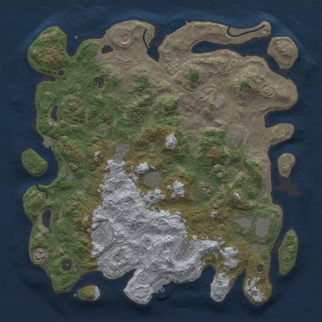 Rust Map: Procedural Map, Size: 4500, Seed: 1437998240, 19 Monuments