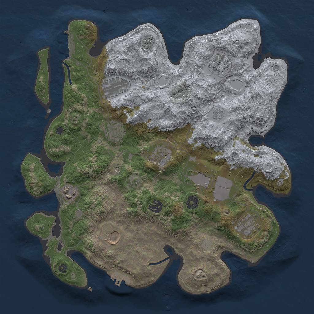 Rust Map: Procedural Map, Size: 3500, Seed: 809612726, 17 Monuments