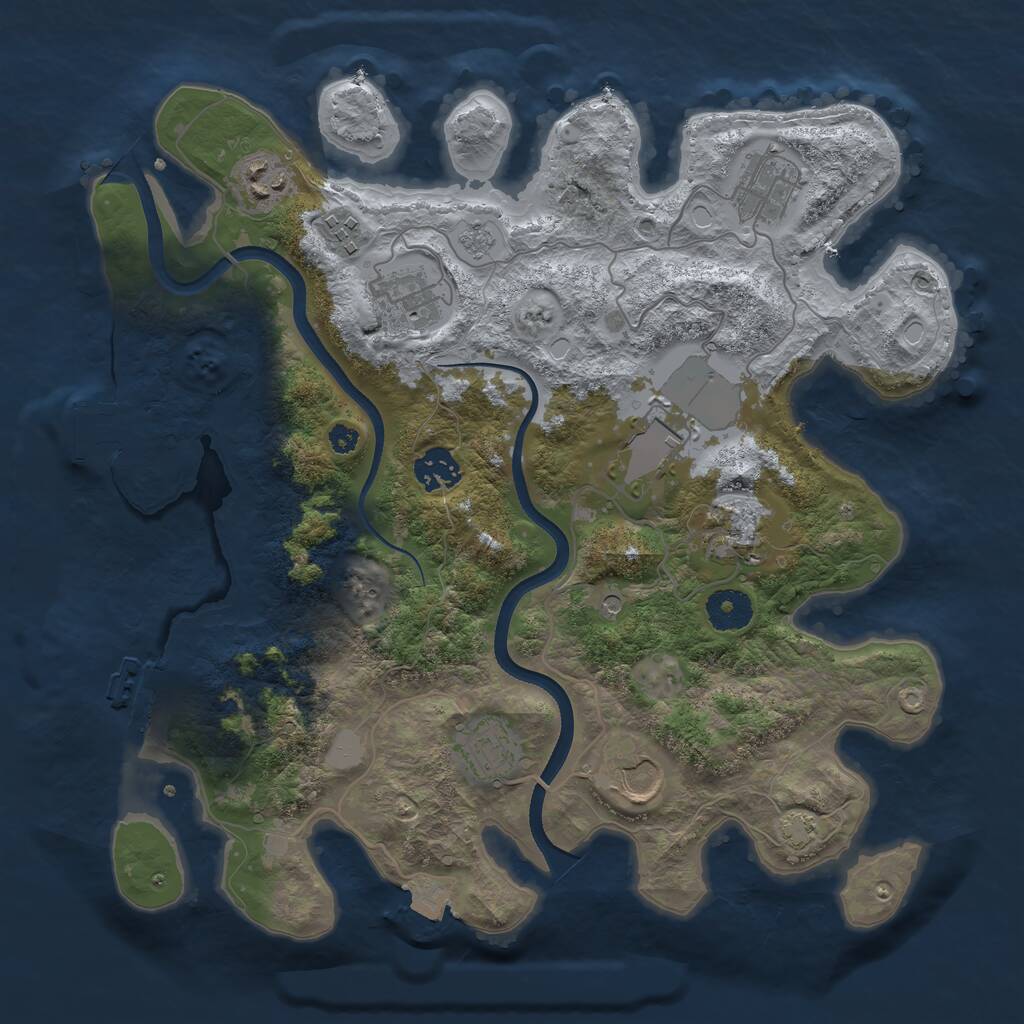 Rust Map: Procedural Map, Size: 3500, Seed: 841962054, 15 Monuments