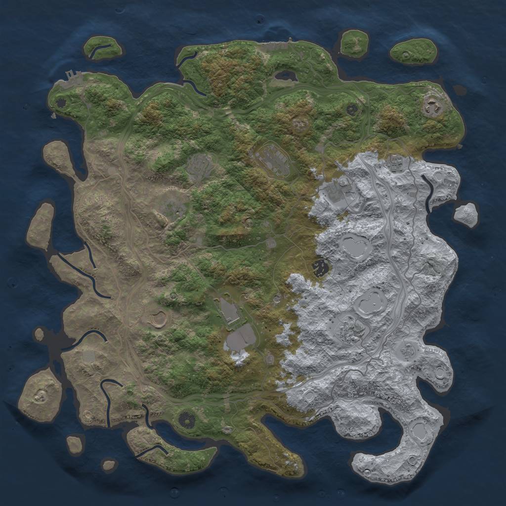 Rust Map: Procedural Map, Size: 4500, Seed: 1688974256, 17 Monuments