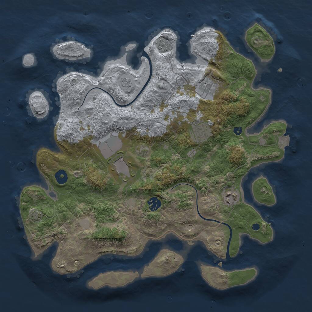 Rust Map: Procedural Map, Size: 3500, Seed: 1159861126, 10 Monuments