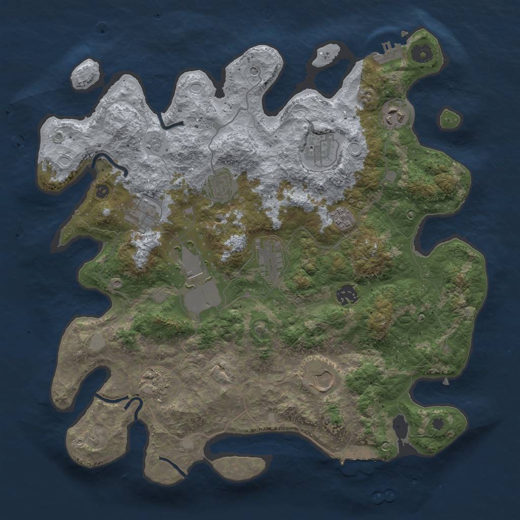 Rust Map: Procedural Map, Size: 3800, Seed: 1500776984, 17 Monuments