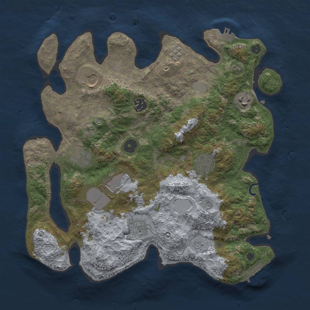 Rust Map: Procedural Map, Size: 3500, Seed: 19275306, 15 Monuments