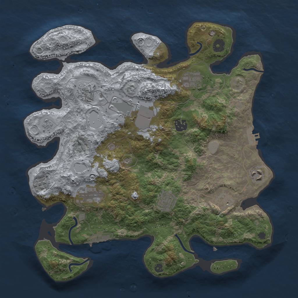 Rust Map: Procedural Map, Size: 3500, Seed: 38019560, 16 Monuments