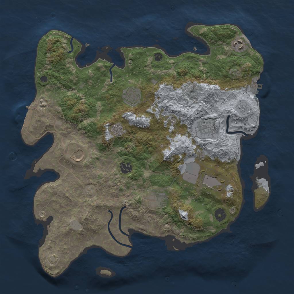 Rust Map: Procedural Map, Size: 3700, Seed: 405070105, 16 Monuments