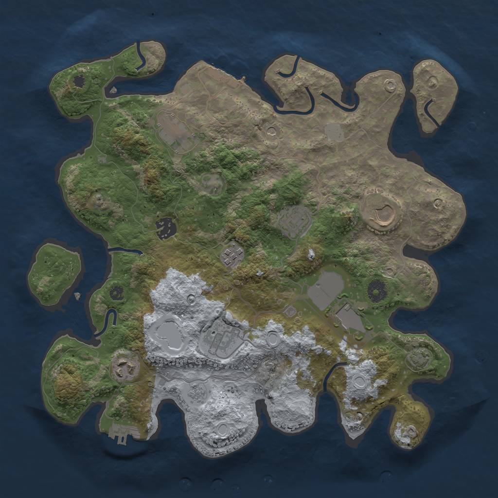 Rust Map: Procedural Map, Size: 3500, Seed: 37305857, 16 Monuments