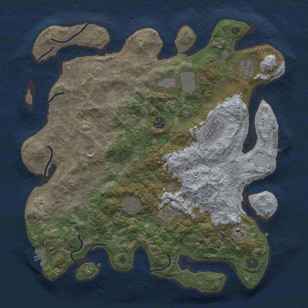 Rust Map: Procedural Map, Size: 4000, Seed: 2106417632, 16 Monuments