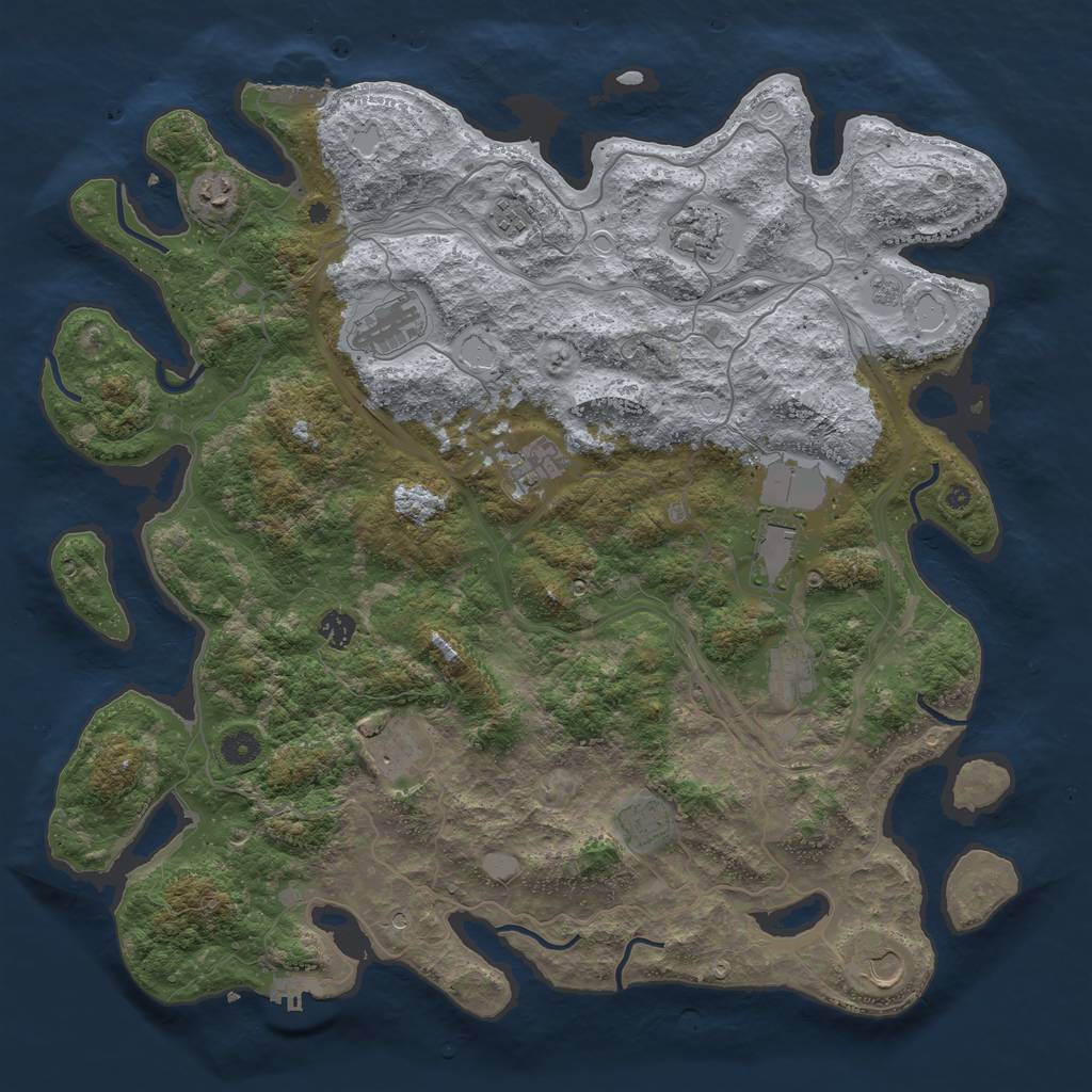 Rust Map: Procedural Map, Size: 4500, Seed: 3225447, 18 Monuments