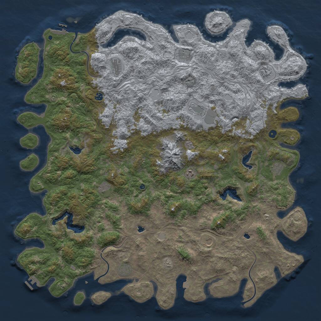 Rust Map: Procedural Map, Size: 6000, Seed: 673895466, 17 Monuments