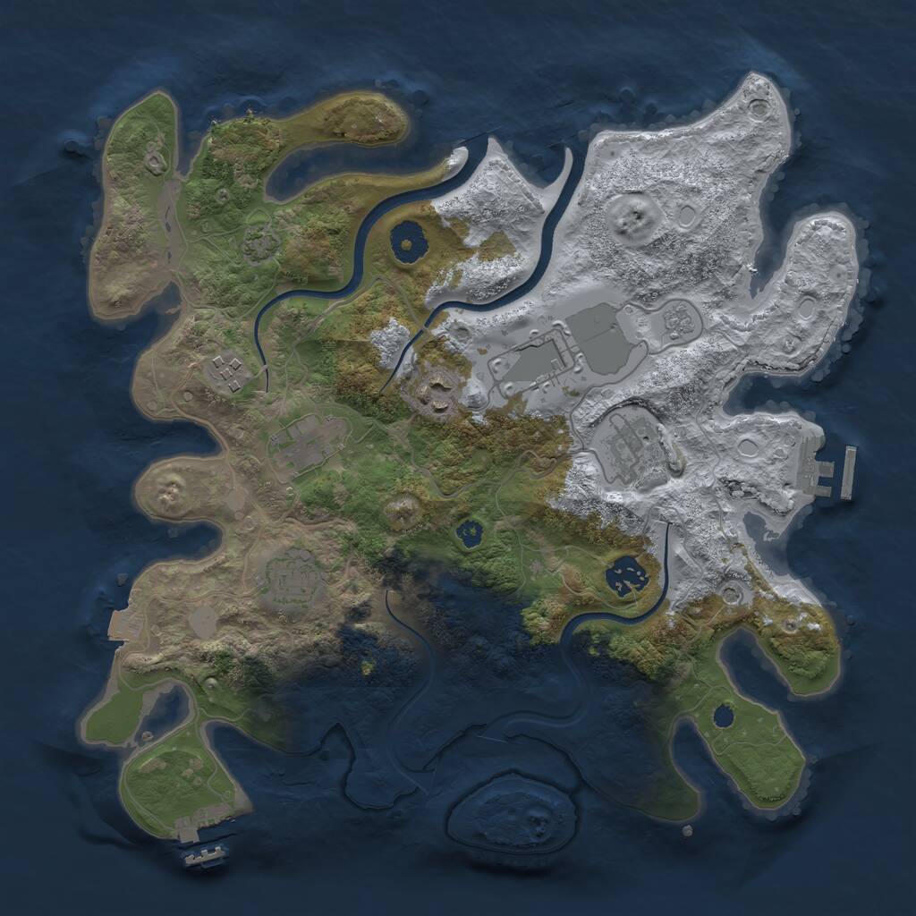 Rust Map: Procedural Map, Size: 3500, Seed: 78006166, 13 Monuments