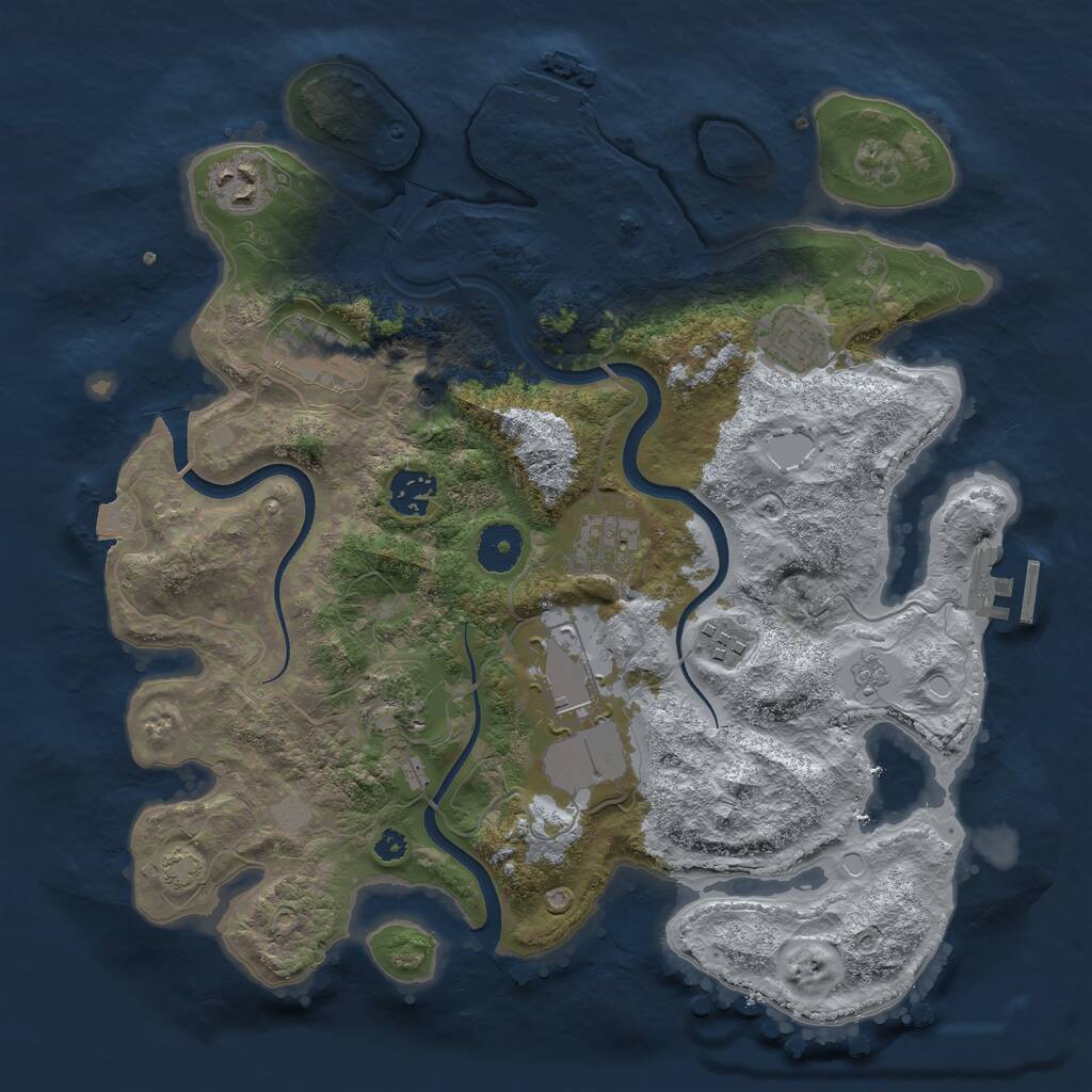 Rust Map: Procedural Map, Size: 3500, Seed: 45046827, 14 Monuments