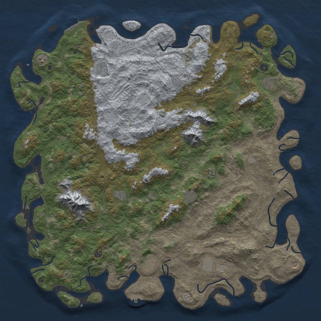 Rust Map: Procedural Map, Size: 6000, Seed: 40400, 18 Monuments