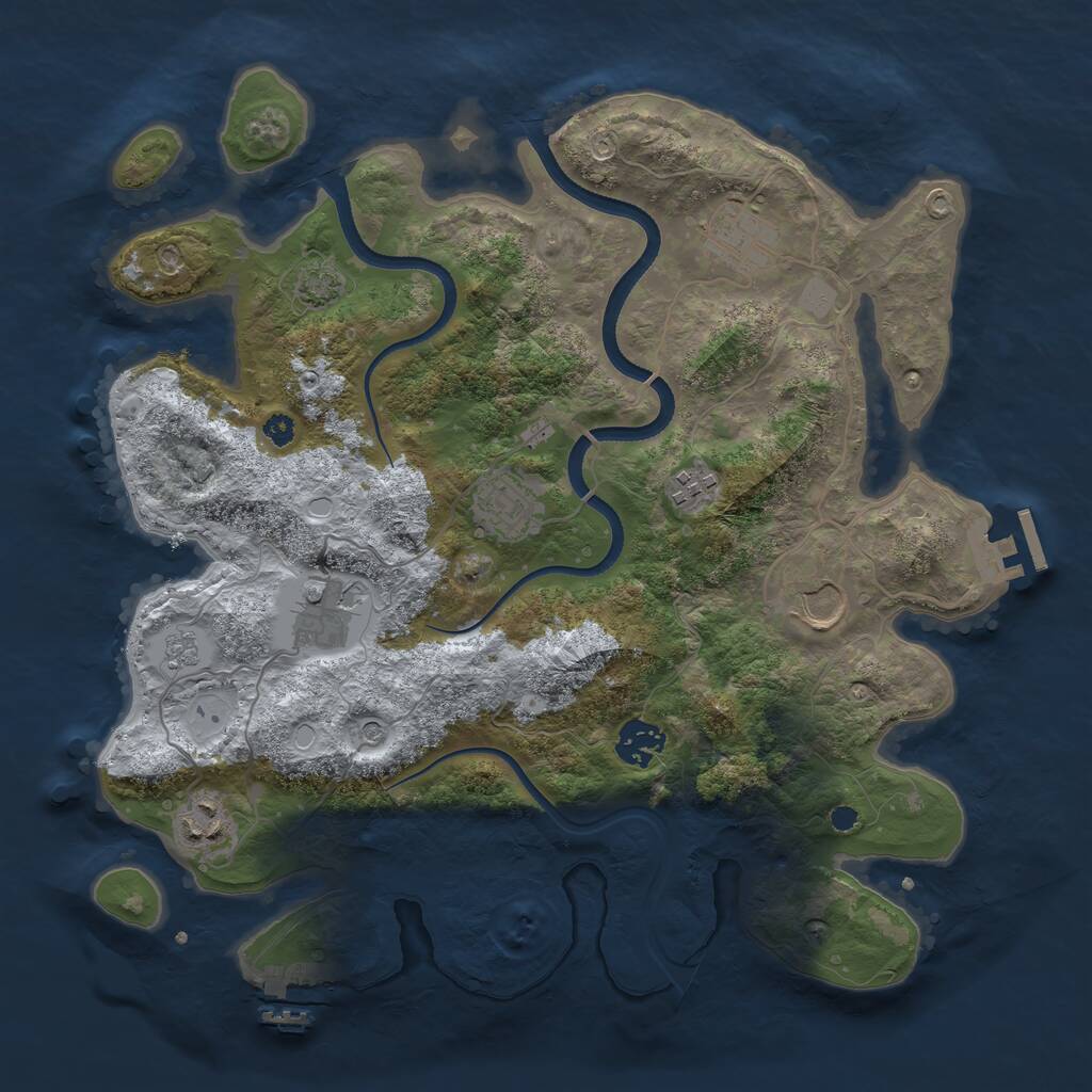 Rust Map: Procedural Map, Size: 3500, Seed: 13945623, 13 Monuments