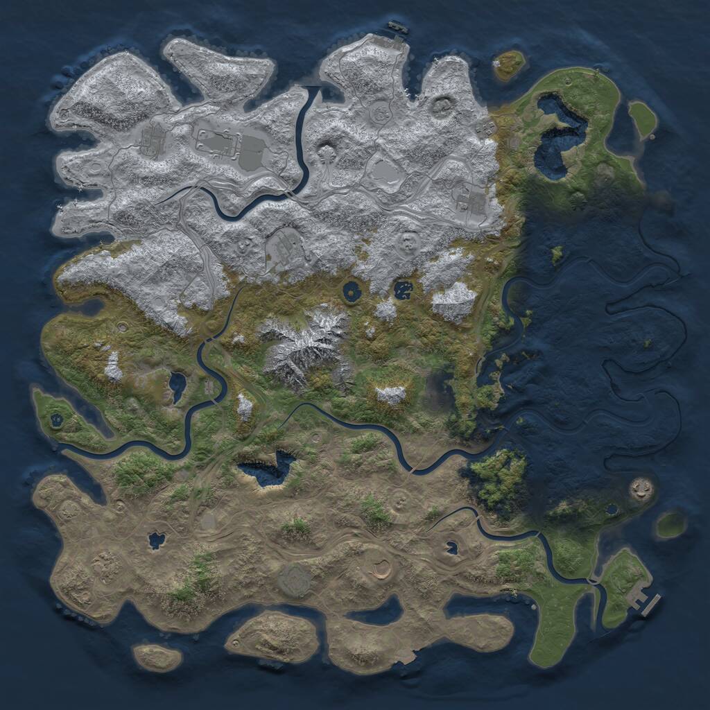 Rust Map: Procedural Map, Size: 5500, Seed: 936768690, 17 Monuments