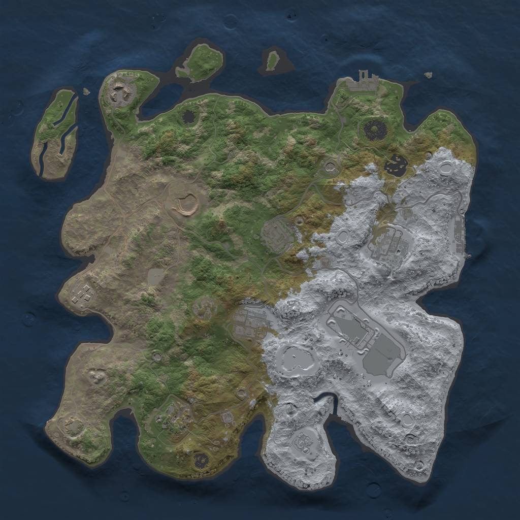 Rust Map: Procedural Map, Size: 3500, Seed: 956541534, 17 Monuments