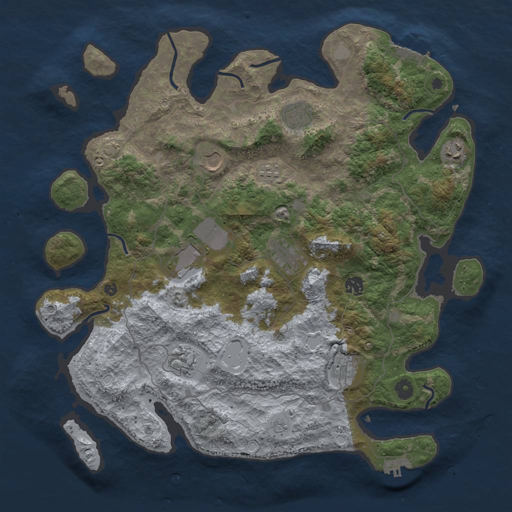 Rust Map: Procedural Map, Size: 4000, Seed: 193346, 17 Monuments